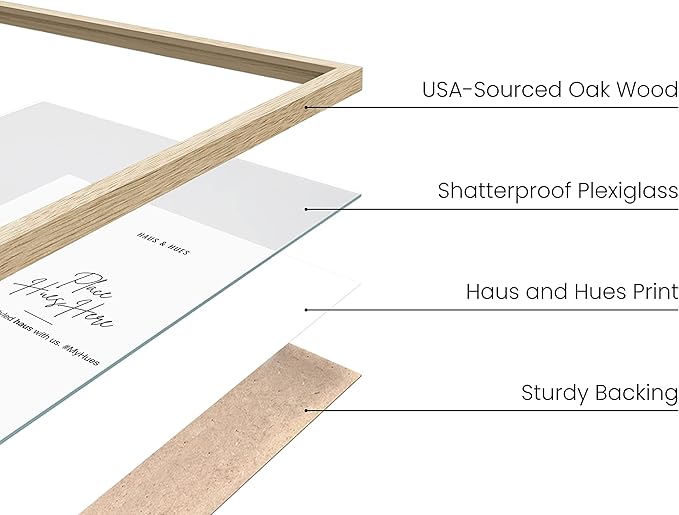 HAUS AND HUES Beige Oak Wood 8.5x11 Picture Frame - Modern Wood Wall Art Display - Lightweight 8.5x11 Frame for Art Prints, Photos, Posters - Ready-to-Hang Vertically & Horizontally (Set of 9)