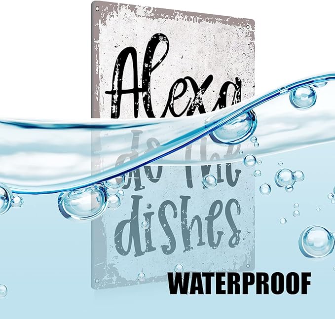 BEASTZHENG Funny Alexa Do The Dishes Kitchen Metal Tin Sign Wall Decor - Vintage Kitchen Quote Tin Sign Decor Gifts