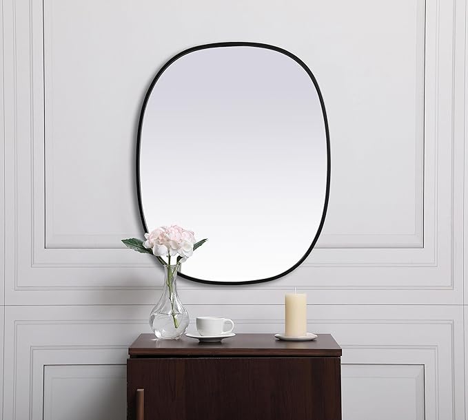 Gleam, Metal Frame Oval Mirror 24X30 Inch in, Modern, Black