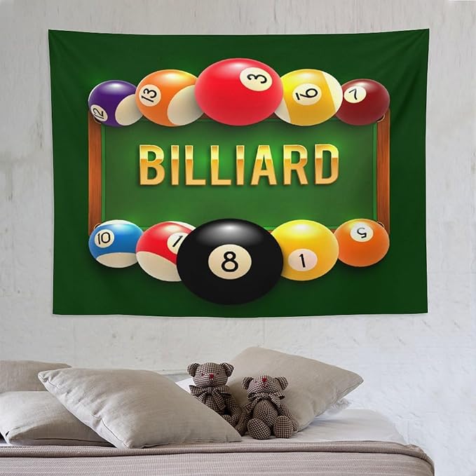 ZhiRain Snooker Billiards Tapestry Wall Hanging Modern Sports Theme Billiard Eight Ball Tapestries Home Decor for Living Room Bedroom Farmhouse Apartment Dorm 60"x80"