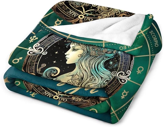 Custom Virgo Blanket Gifts, 50" x 40" Rectangular Flannel Zodiac Throw Blanket Cozy, Personalized Gift for Boys Girls Teen Women Men Tarot Cards Lovers Birthday Anniversary Festival