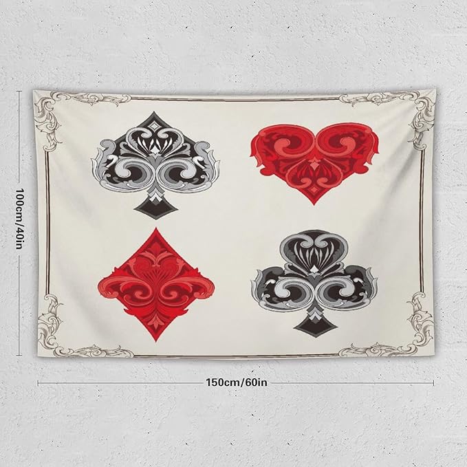 ZhiRain Poker Tapestry Wall Hanging 3D Playing Cards Casino Chips Gambling Tapestries Home Decor for Living Room Bedroom Farmhouse Apartment Dorm 40"x60"