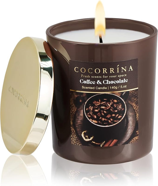 COCORRÍNA Fall Candles - Coffee & Chocolate 5 oz Soy Wax Scented Jar Candles for Home Scented, 31 Hours Burn Time, Aromatherapy Candle Gifts for Men Women