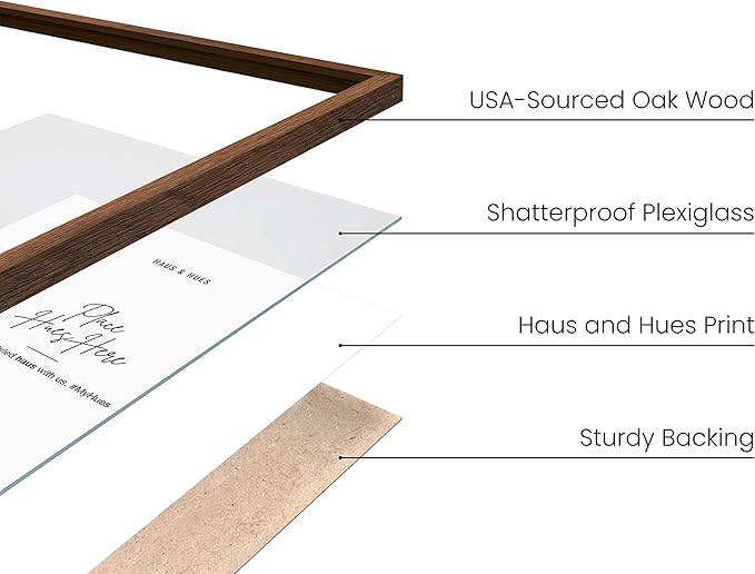 HAUS AND HUES 12x18 Walnut Oak Frame Set of 3 - Wooden Poster Holders, Rustic Gallery Wall Display