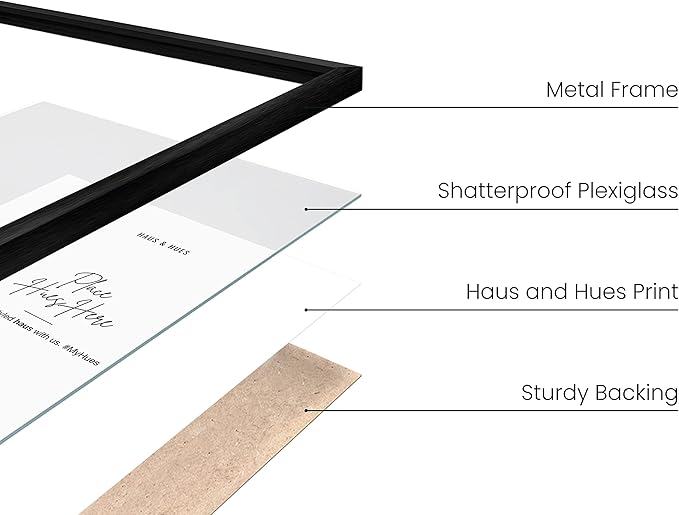 HAUS AND HUES 5x7 Black Metal Picture Frames - 5X7 Photo Frames - Features Premium Aluminum, Vertical Hanging, Easel Back for Tabletop, Home, Office (5x7 in, Black, Set of 3)