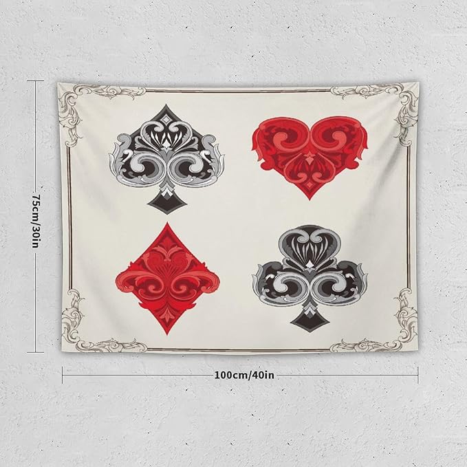 ZhiRain Poker Tapestry Wall Hanging 3D Playing Cards Casino Chips Gambling Tapestries Home Decor for Living Room Bedroom Farmhouse Apartment Dorm 30"x40"