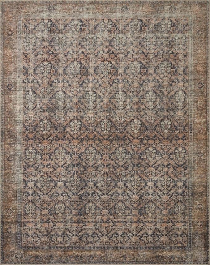 Loloi Amber Lewis Billie Collection, Ink & Salmon 6'-0" x 9'-0" Area Rug – Antique & Distressed Accent Rugs for Living Room, Bedroom, Entryway & Hallway, No Shed High Traffic Area Home Decor Rug