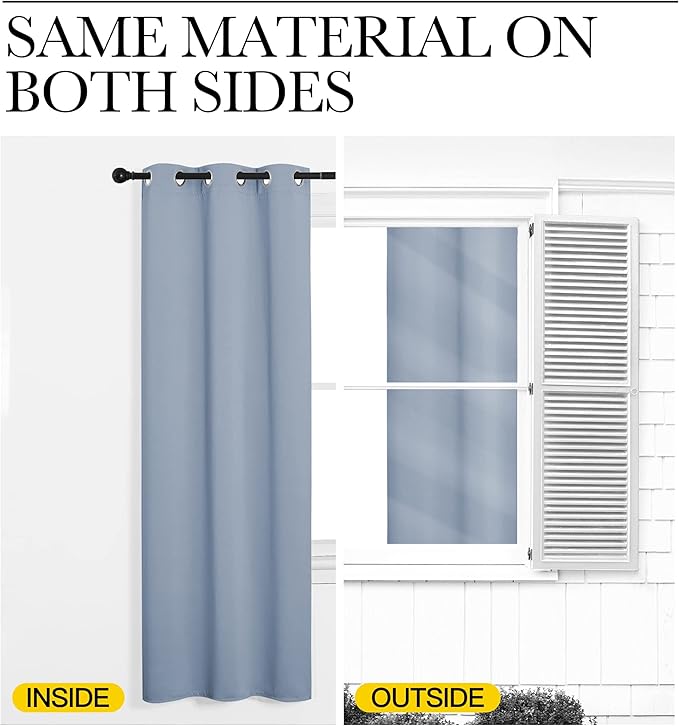 NICETOWN Vintage Blue Blackout Curtains 90 inches Length for Living Room, 2 Panels, 42" Wide, Thermal Insulated Long Drapes for Large Window
