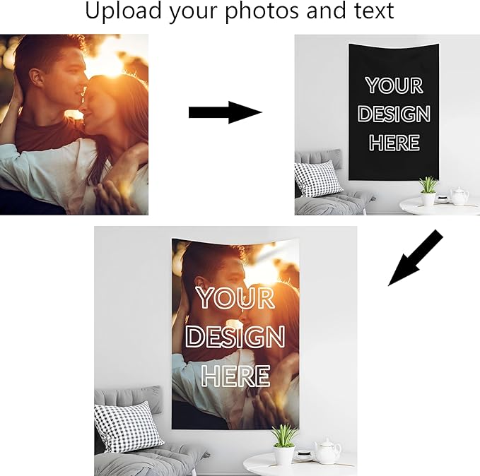 Custom Photo Backdrop For Wall Bedroom Customized Tapestry Personalized Image Text Photo Customized Funny Tapestry Signs Custom Banners Personalized Single Picture Vertical Tapestries 60×80in