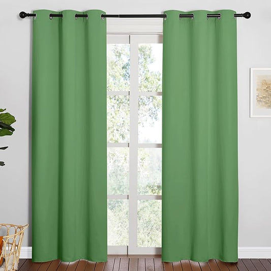 NICETOWN Froest Green Blackout Curtains 90 inches Length for Living Room, 2 Panels, 42" Wide, Thermal Insulated Long Drapes for Large Window