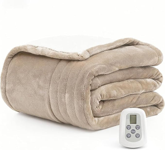 Heated Blanket Electric Blanket Twin 62"x84" Fast Heating Electric Blanket with 10 Heat Levels & 10 Hours Auto-Off Overheat Protection Cozy Soft Flannel Heated Throw Blanket