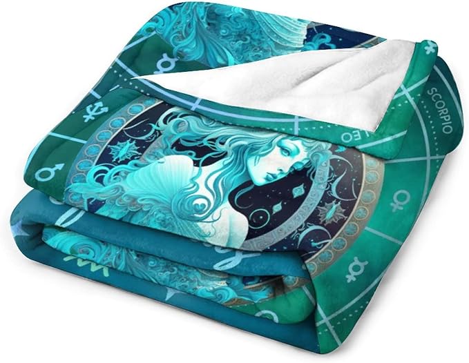 Aquarius Blanket Gifts, 50" x 40" Rectangular Flannel Zodiac Throw Blanket Cozy, Gift for Boys Girls Teen Women Men Tarot Cards Lovers Birthday Anniversary Festival