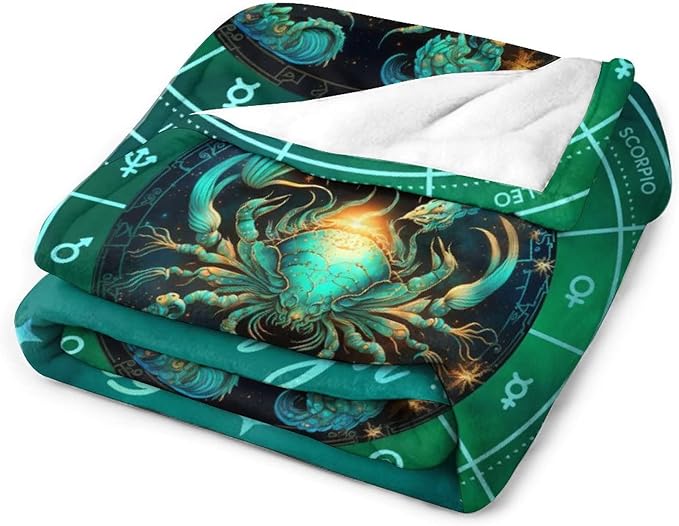 Custom Cancer Blanket Gifts, 40" x 30" Rectangular Flannel Zodiac Throw Blanket Cozy, Personalized Gift for Boys Girls Teen Women Men Tarot Cards Lovers Birthday Anniversary Festival