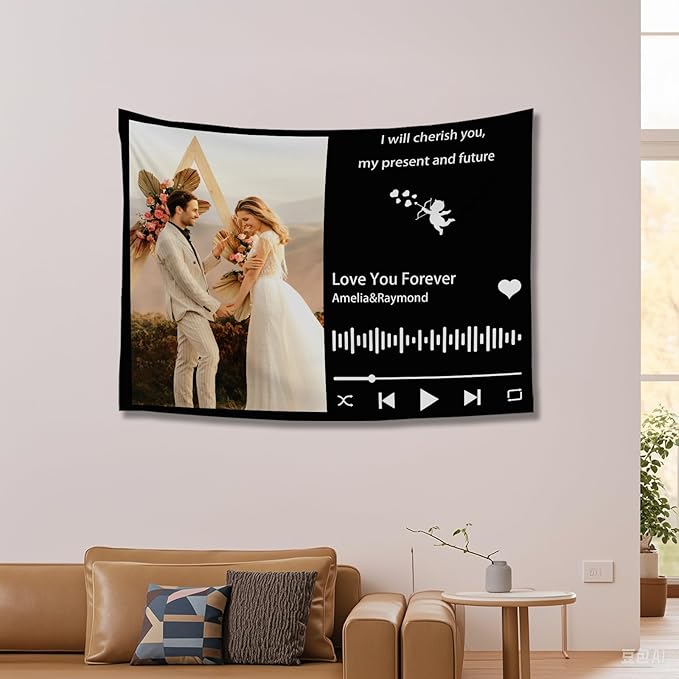 Customizable tapestry For Wall Bedroom Customized Backdrop Personalized Image Text Photo Customized Funny Tapestry Signs Custom Banners Personalized Song Horizontal Tapestries 40×60in