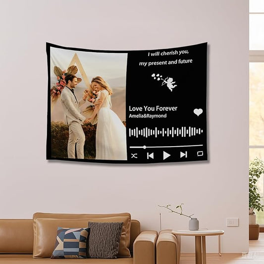 Customizable tapestry For Wall Bedroom Customized Backdrop Personalized Image Text Photo Customized Funny Tapestry Signs Custom Banners Personalized Song Horizontal Tapestries 40×60in