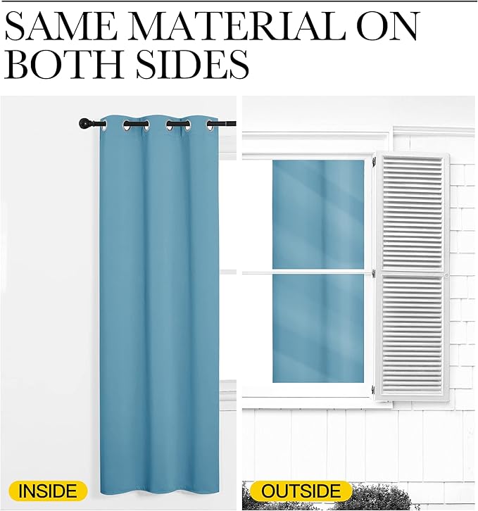 NICETOWN Room Darkening Curtains for Kitchen, Teal Blue, Set of 2, 42 inches Wide by 50 inches Long, Window Treatment Thermal Insulated Solid Grommet Room Darkening Curtains/Drapes for Bedroom