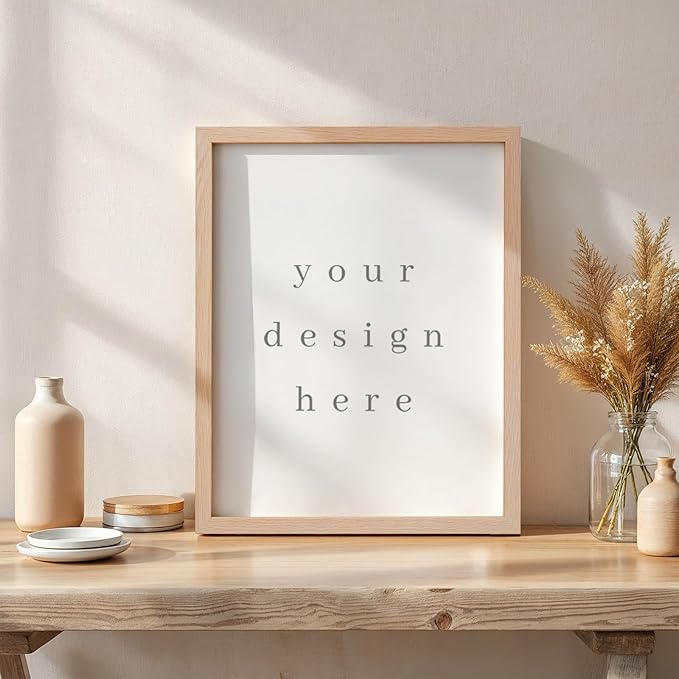 11x14 Oak Wood Picture Frame - Minimalist 11x14 Poster Frame, 11"x14" Frame Wood, Natural Solid Wooden Picture Frames for Wall Art Photo and Prints(1 Pack, Beige)