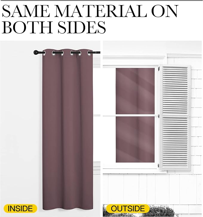 NICETOWN Bedroom Curtain Panels Blackout Draperies, Dry Rose, 1 Pair, 34 by 72-inch, Thermal Insulated Solid Grommet Blackout Curtains/Drapes
