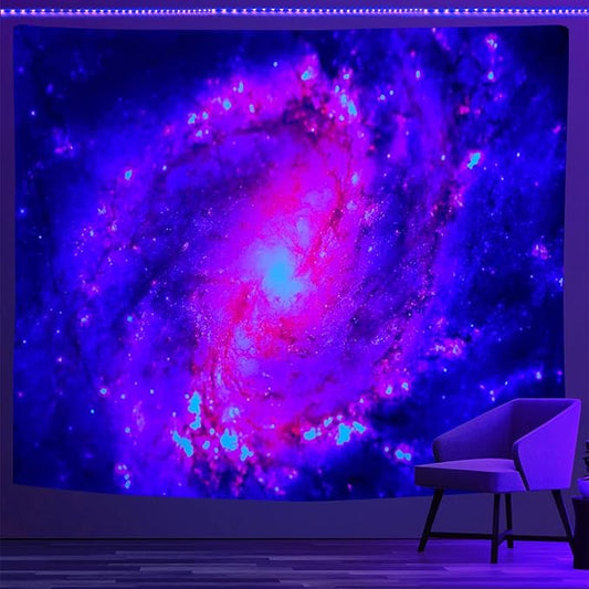 PSYHILAR Blacklight Posters for Adults and Teens Purple UV Reactive, Space Galaxy Black Light Tapestry for Boys Room (59 x 51 Inches)