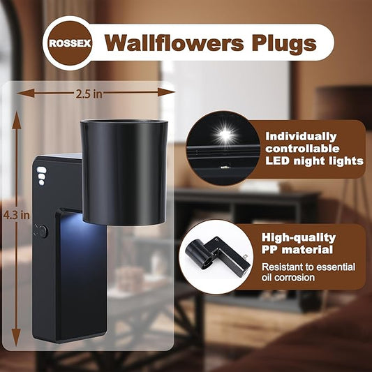 1 Pcs Wall Fragrance Plug in with Night Light Compatible with Bath and Body Works Wallflowers, with 3-Speed Adjustable Fragrance Essential Oil Diffuser for Home, Black