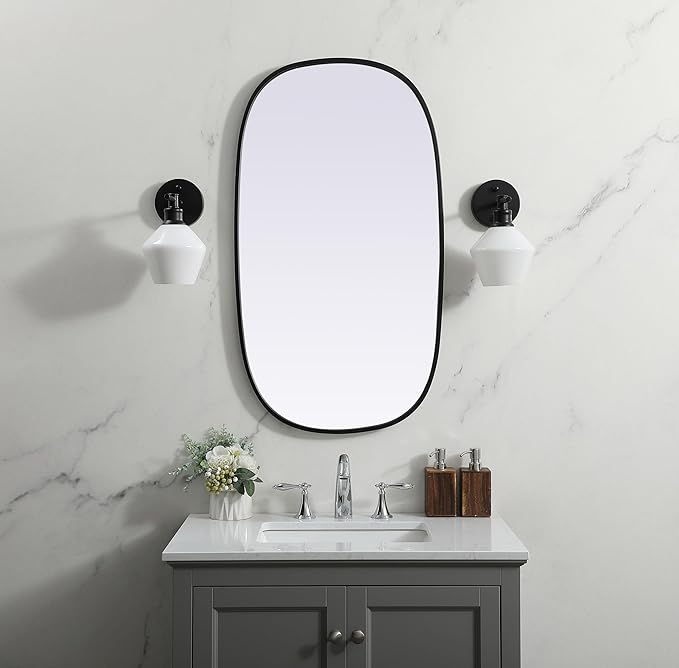 Gleam, Metal Frame Oval Mirror 20X36 Inch in, Modern, Black