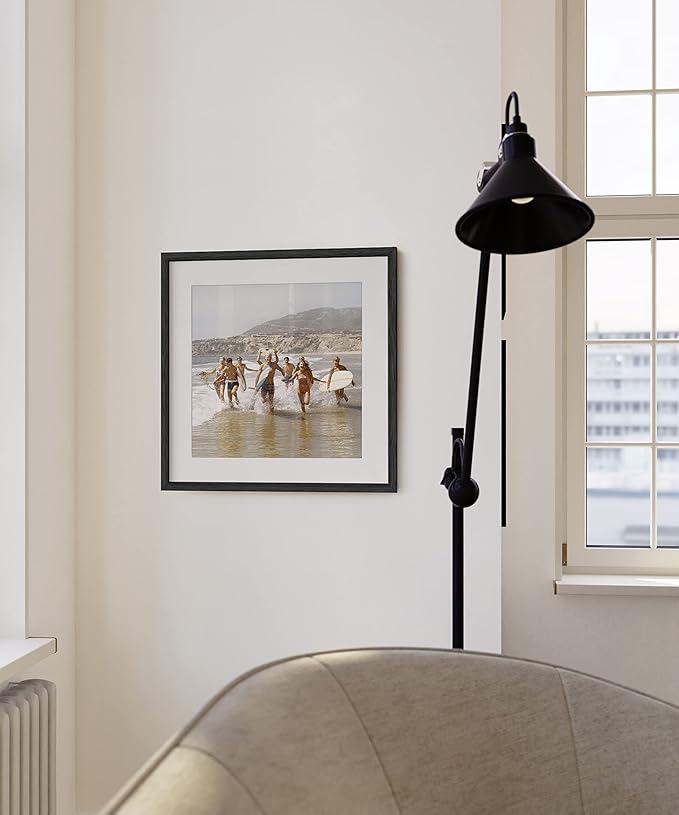 HAUS AND HUES Black Oak Wood 20x20 Picture Frame Matted to 16x16 - Square Frame with Plexiglass, Contemporary Frame for Wall Display (20x20 in, Black, Set of 1)