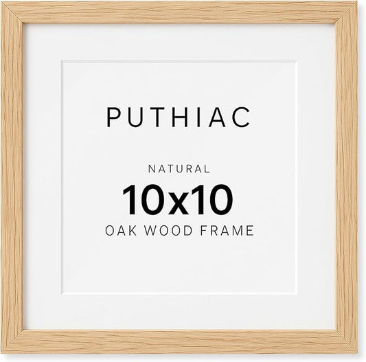 10x10 Oak Wood Picture Frame - Minimalist 10x10 Poster Frame, 10"x10" Frame Wood, Natural Solid Wooden Picture Frames for Wall Art Photo and Prints(1 Pack, Beige)