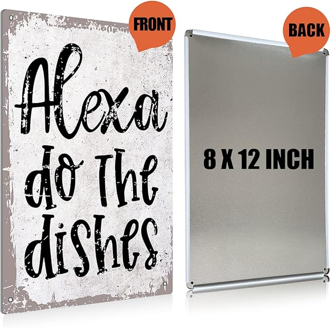 BEASTZHENG Funny Alexa Do The Dishes Kitchen Metal Tin Sign Wall Decor - Vintage Kitchen Quote Tin Sign Decor Gifts