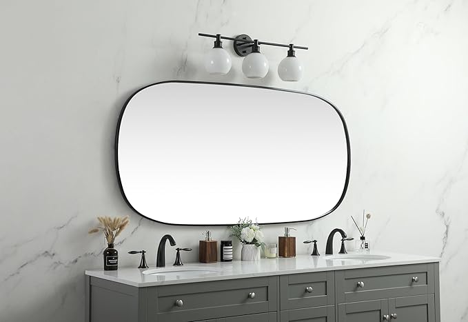 Gleam, Metal Frame Oval Mirror 30X60 Inch in, Modern, Black