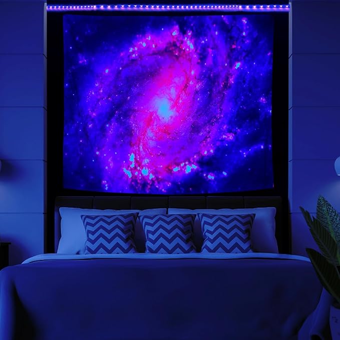 PSYHILAR Blacklight Posters for Adults and Teens Purple UV Reactive, Space Galaxy Black Light Tapestry for Boys Room (59 x 51 Inches)