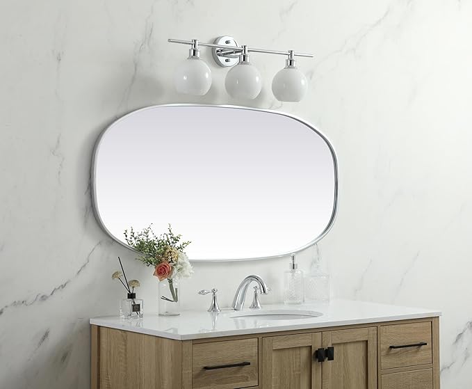 Gleam, Metal Frame Oval Mirror 24X48 Inch in, Modern, Silver