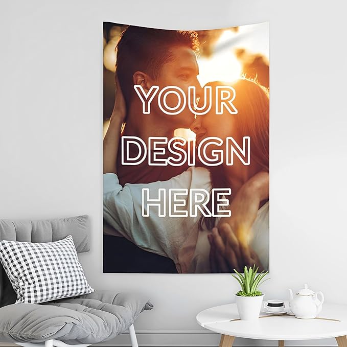 Custom Photo Backdrop For Wall Bedroom Customized Tapestry Personalized Image Text Photo Customized Funny Tapestry Signs Custom Banners Personalized Single Picture Vertical Tapestries 60×80in