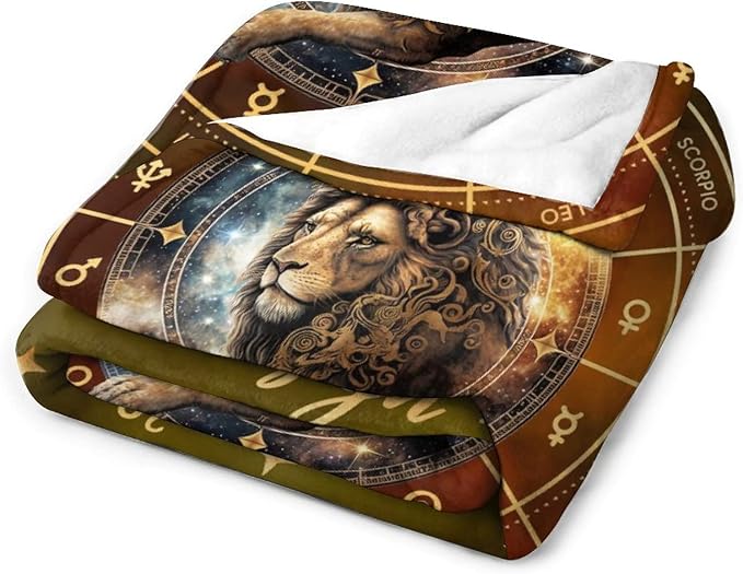 Custom Leo Blanket Gifts, 50" x 40" Rectangular Flannel Zodiac Throw Blanket Cozy, Personalized Gift for Boys Girls Teen Women Men Tarot Cards Lovers Birthday Anniversary Festival