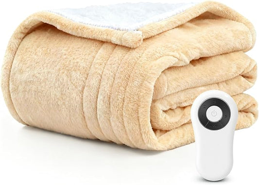 Heated Throw Blanket Electric Blanket 50"x60" Fast Heating Electric Blanket with 5 Heat Levels & 4 Hours Auto-Off Overheat Protection Cozy Soft Flannel Heated Throw Blanket