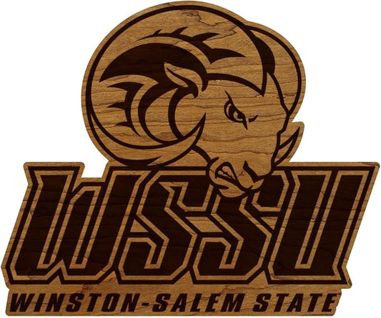 LazerEdge Winston Salem State Rams Wooden Wall Art – Officially Licensed College Decor – Laser-Etched Hanging Sign – Cherry Wood