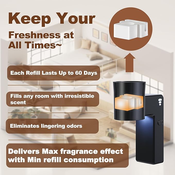 1 Pcs Wall Fragrance Plug in with Night Light Compatible with Bath and Body Works Wallflowers, with 3-Speed Adjustable Fragrance Essential Oil Diffuser for Home, Black