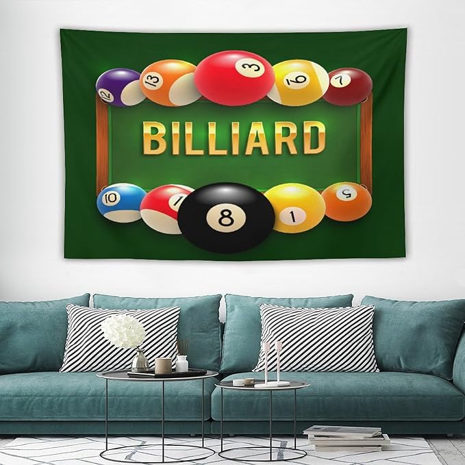 ZhiRain Snooker Billiards Tapestry Wall Hanging Modern Sports Theme Billiard Eight Ball Tapestries Home Decor for Living Room Bedroom Farmhouse Apartment Dorm 40"x60"