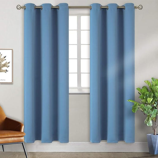 BGment Blackout Curtains for Bedroom - Grommet Thermal Insulated Room Darkening Curtains for Living Room, Set of 2 Panels (38 x 84 Inch, Faded Denim)