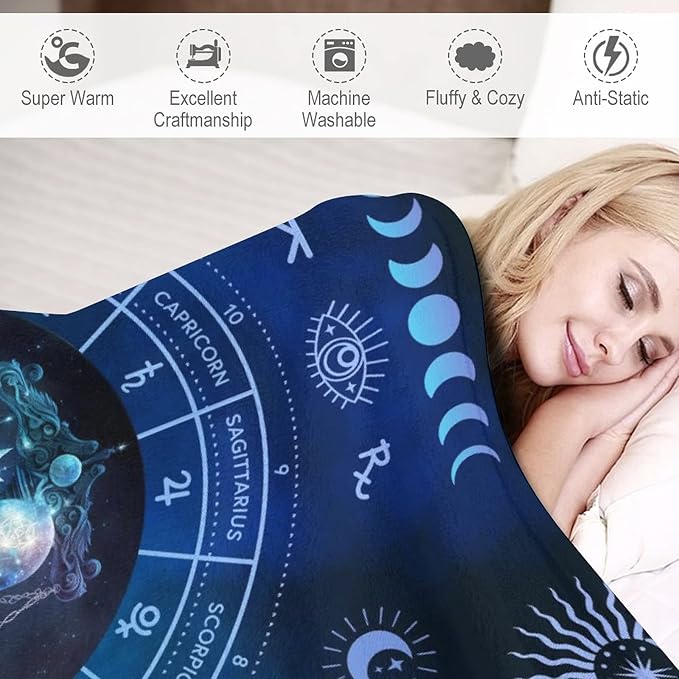 Libra Blanket Gifts, 40" x 30" Rectangular Flannel Zodiac Throw Blanket Cozy, Gift for Boys Girls Teen Women Men Tarot Cards Lovers Birthday Anniversary Festival