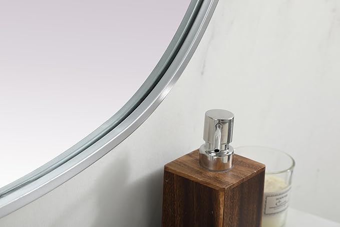 Gleam, Metal Frame Oval Mirror 30X36 Inch in, Modern, Silver