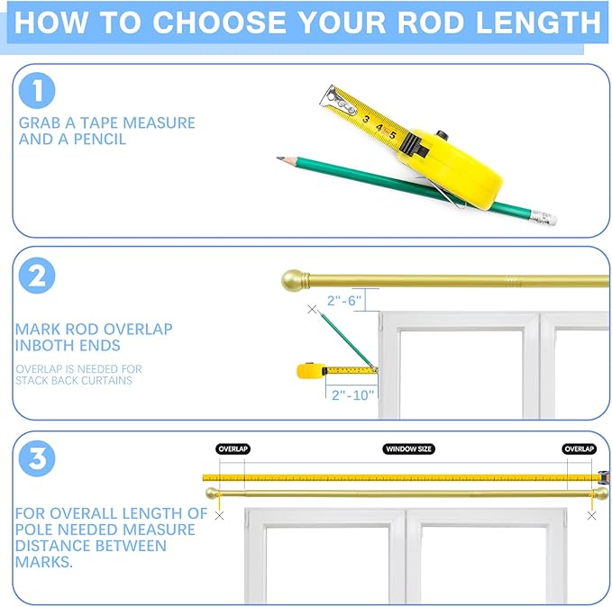 Curtain Rods for Windows 16 to 150 Inches, Curtain Rod Max Adjustable Length of 160 IN, 1" Diameter Drapery Rods Round Finials, Warm Gold, Pack of 1