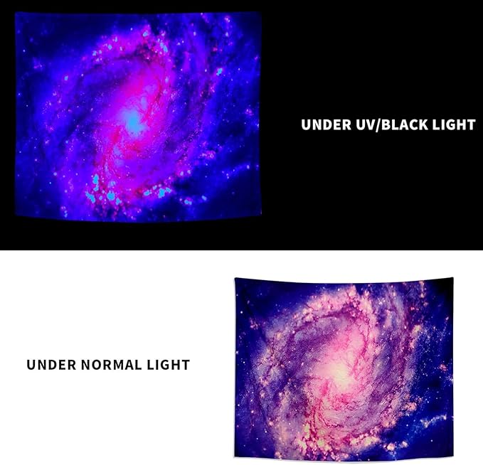 PSYHILAR Blacklight Posters for Adults and Teens Purple UV Reactive, Space Galaxy Black Light Tapestry for Boys Room (59 x 51 Inches)