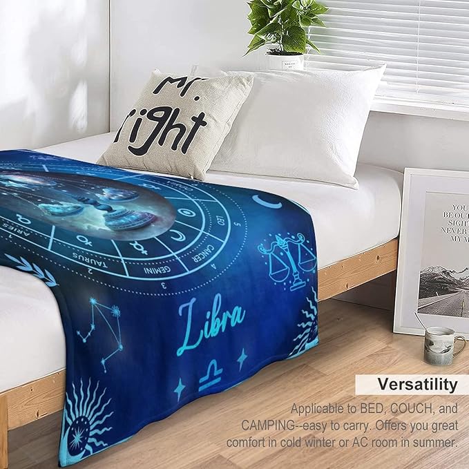 Libra Blanket Gifts, 40" x 30" Rectangular Flannel Zodiac Throw Blanket Cozy, Gift for Boys Girls Teen Women Men Tarot Cards Lovers Birthday Anniversary Festival