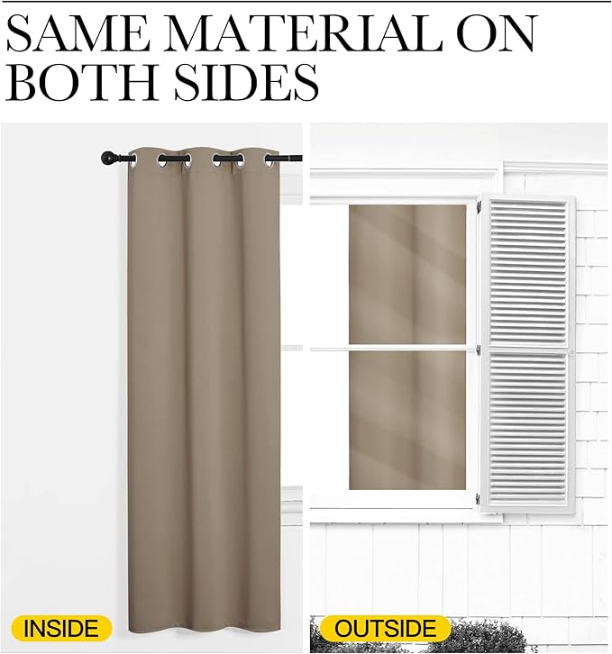 NICETOWN Taupe Blackout Curtains 102" Long, 55" Wide, 2 Pieces for Office, Dining, Guest Room - Sound Reducing, Heat and Cold Block Panels for Modern Decorative