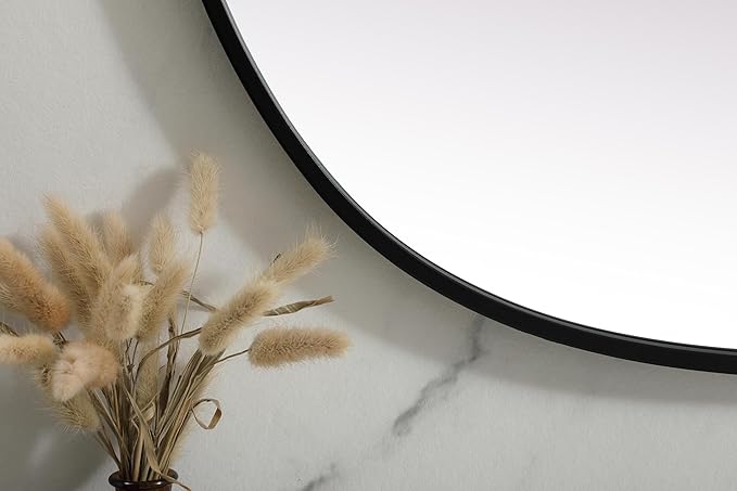 Gleam, Metal Frame Oval Mirror 30X36 Inch in, Modern, Black