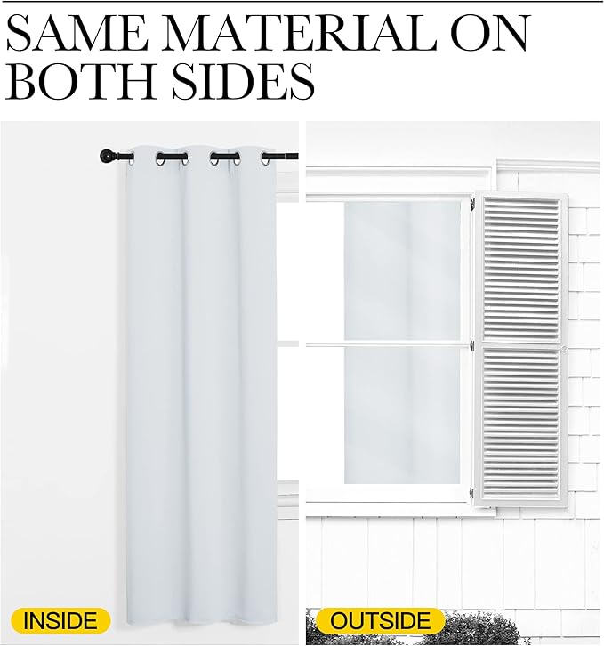 NICETOWN Blackout Curtain Panels for Bedroom, Greyish White, 2 Panels, W34 x L36-inch, Thermal Insulated Grommet Top Blackout Draperies and Drapes for Basement