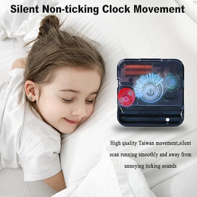 Silent Large Wall Clock,24 inch Modern Metal Black with Solid Wood Frame - Battery Operated Non-Ticking Clock for Living Room/Bedroom/Kitchen/Office