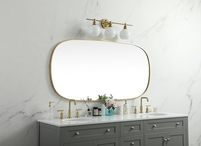 Gleam, Metal Frame Oval Mirror 30X60 Inch in, Modern, Brass