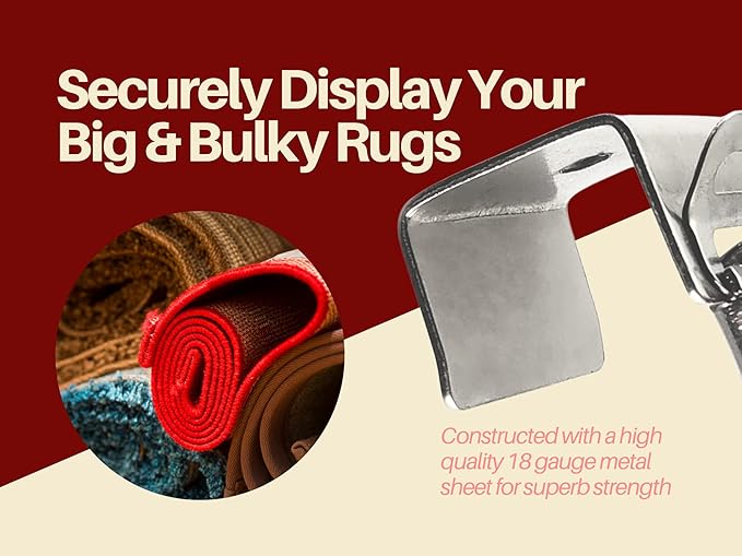 Rug Clips Heavy Duty – 100 Pack Rug Grippers with Alligator Jaw Grip for Hanging Large Rugs, Mats – with 1"x1" Base for Display Rack