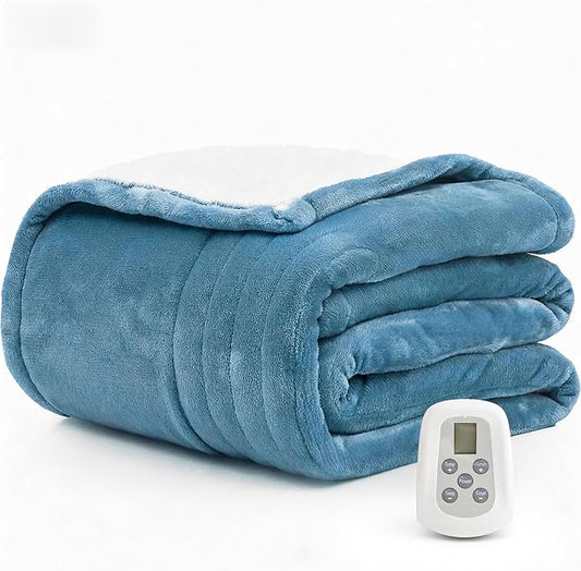 Heated Blanket Electric Blanket Twin 62"x84" Fast Heating Electric Blanket with 10 Heat Levels & 10 Hours Auto-Off Overheat Protection Cozy Soft Flannel Heated Throw Blanket